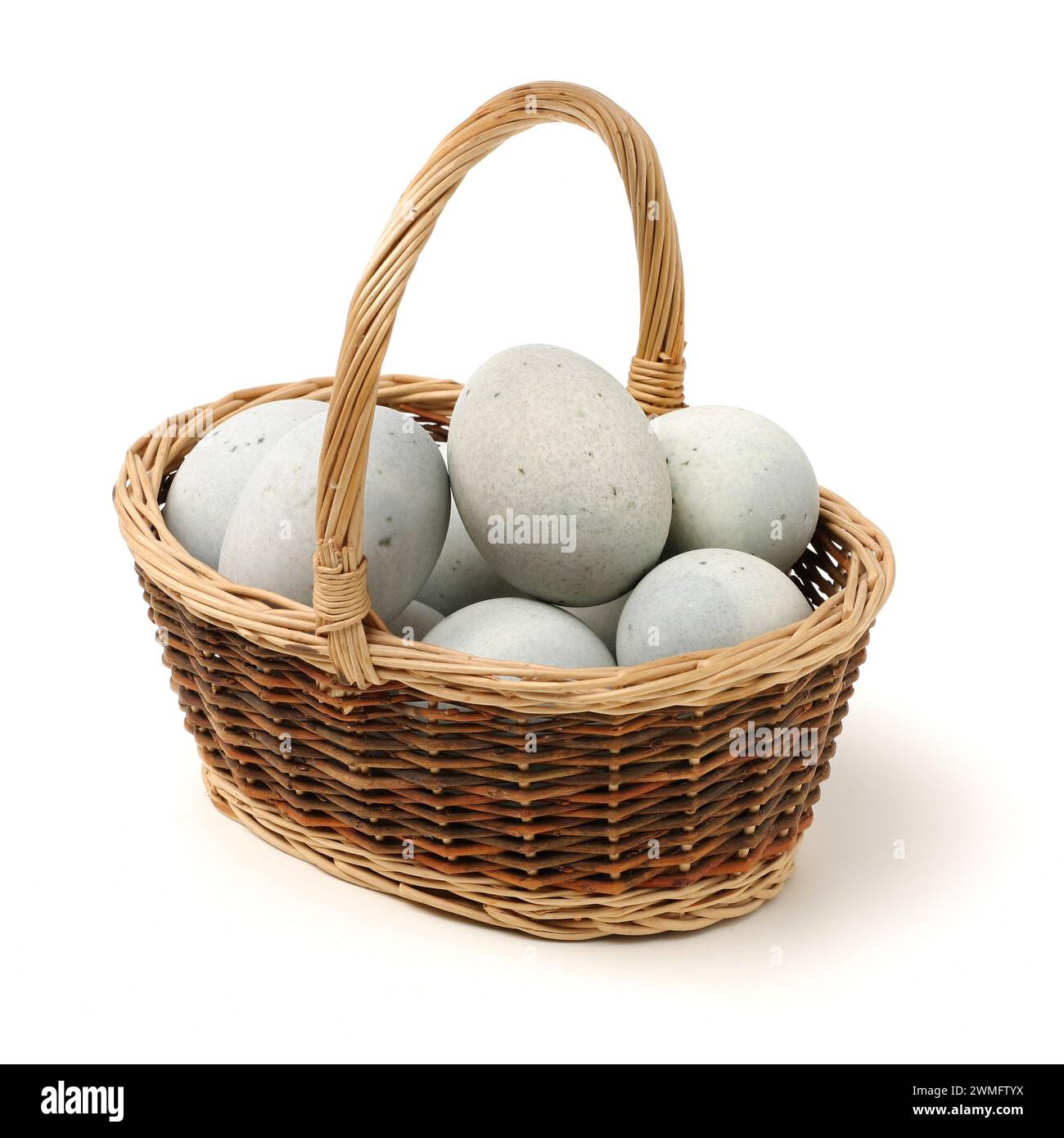 preserved duck eggs on white background Stock Photo - Alamy