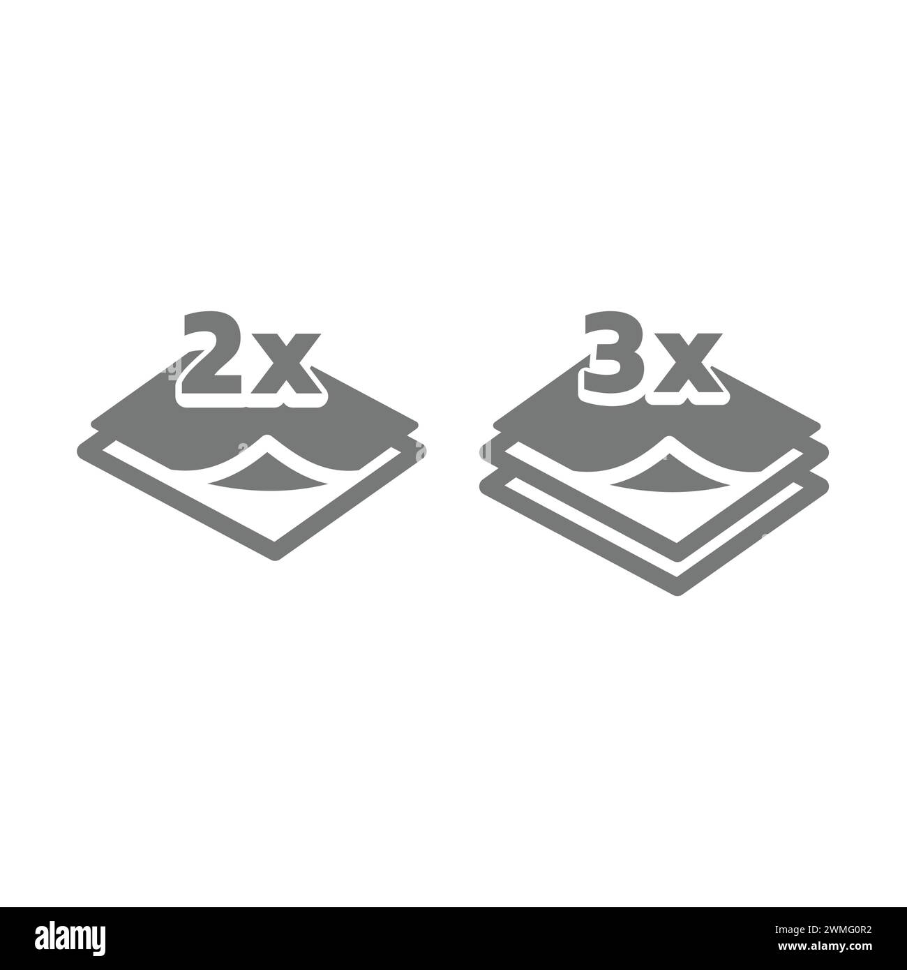 Two and three layers vector icon set. Layer material or paper symbol. Stock Vector
