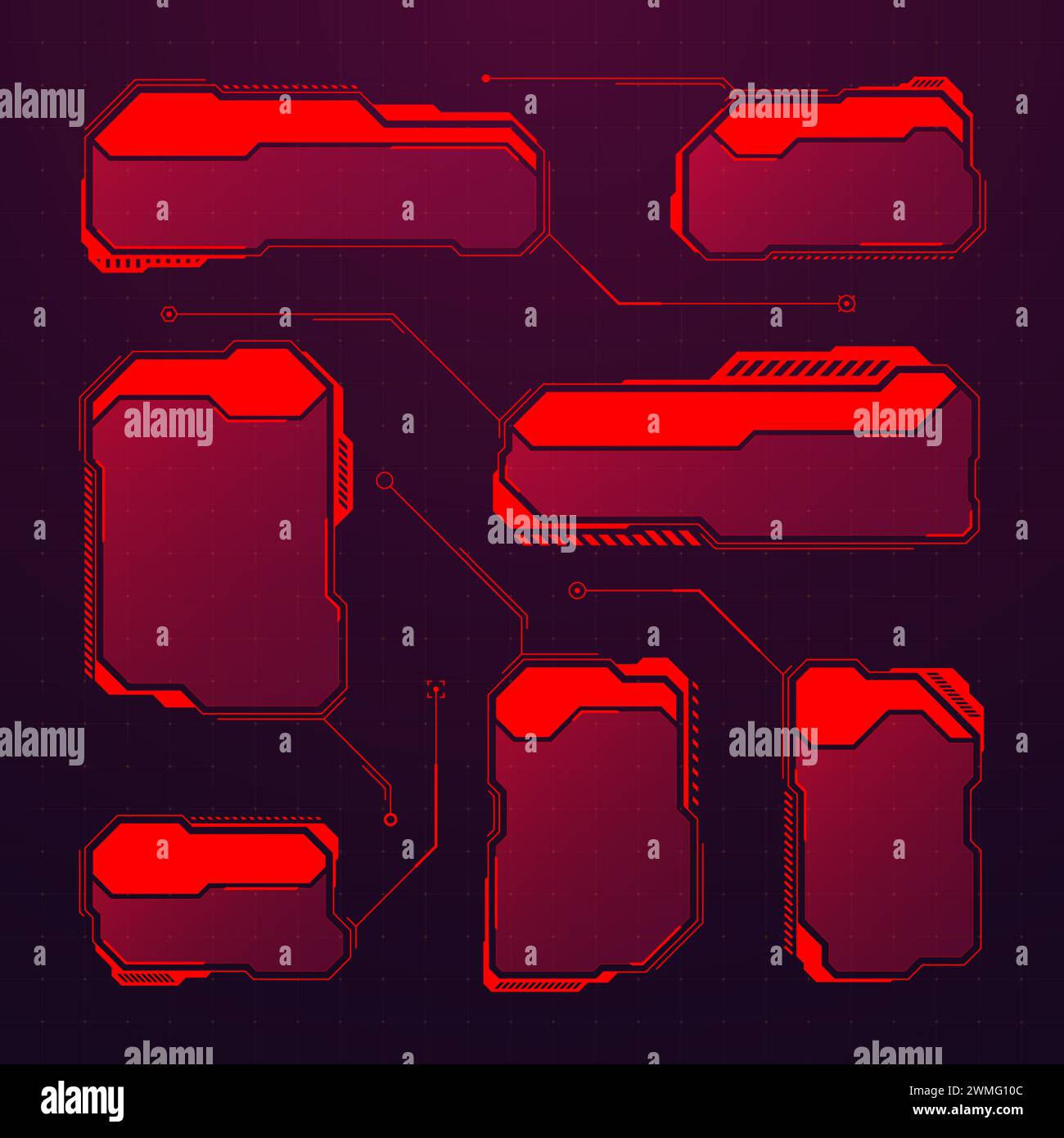 Red Ui Box Red futuristic HUD or UI elements. Sci-fi user interface text boxes ...