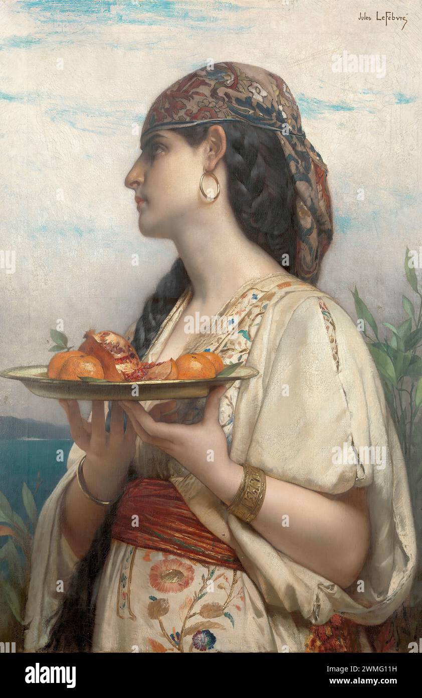 Lefebvre Jules Joseph - Female Slave with a Plate of Fruit Stock Photo