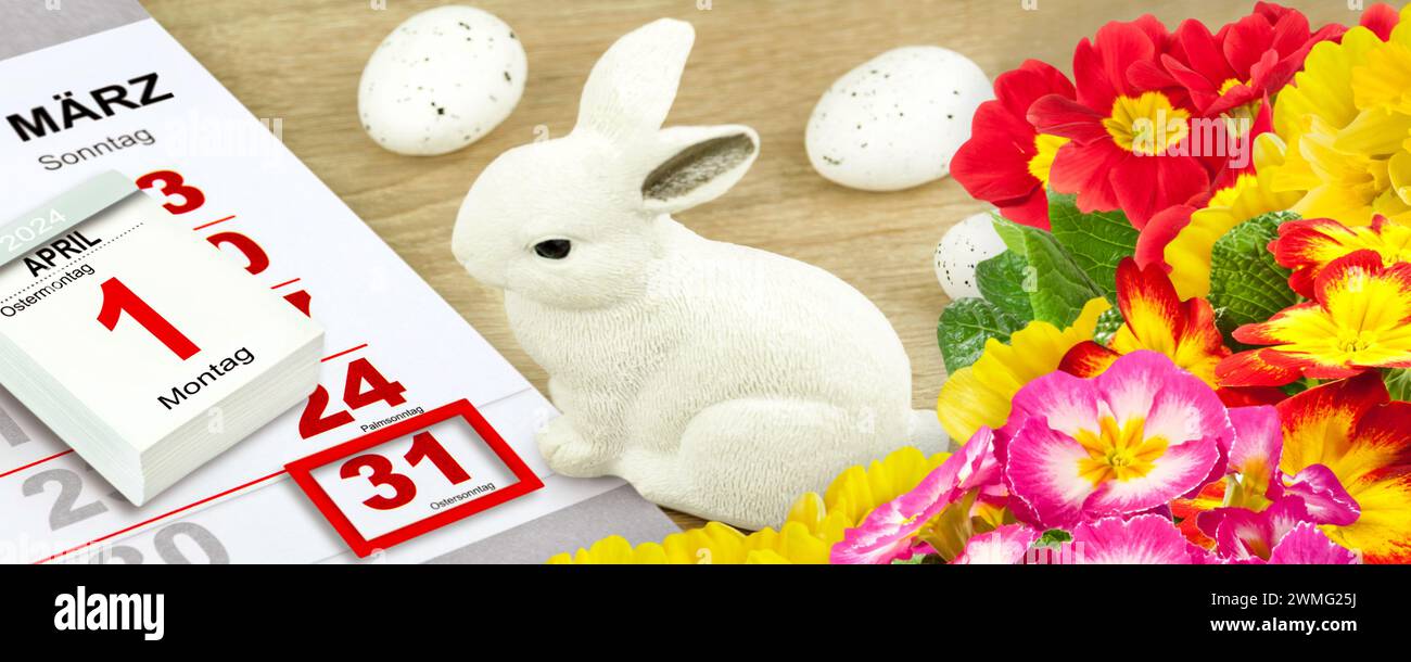 Deutscher Kalender 2024 Ostern 31. März und 1. April Feiertage