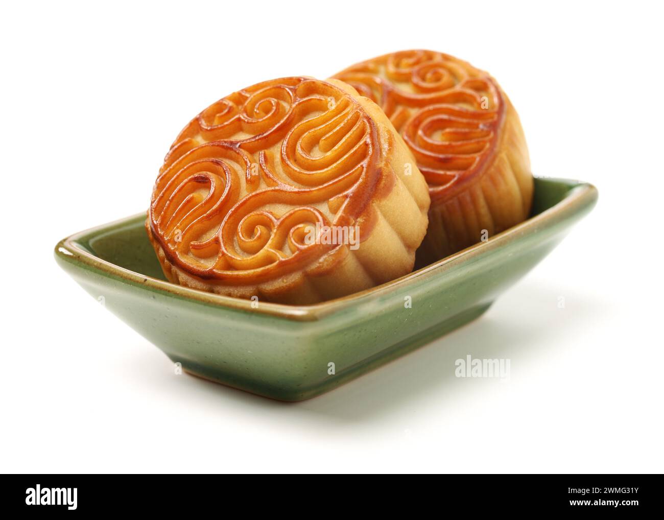Mid-Autumn Festival moon cake on white background Stock Photo - Alamy