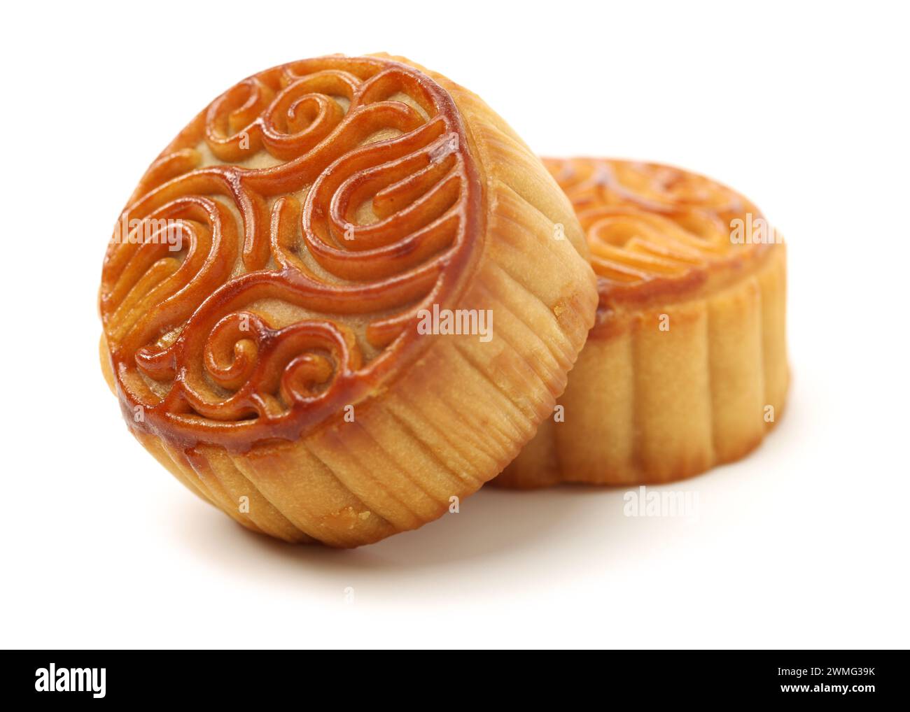 Mid-Autumn Festival moon cake on white background Stock Photo - Alamy