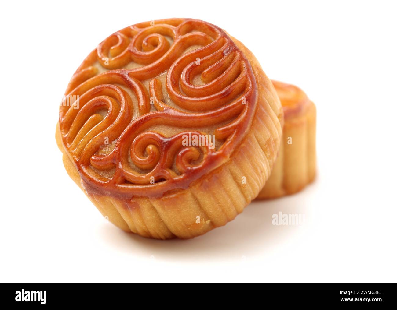 Mid-Autumn Festival moon cake on white background Stock Photo - Alamy