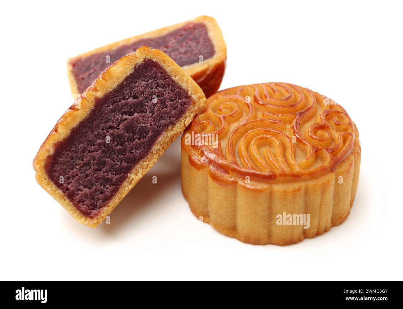 Mid-Autumn Festival moon cake on white background Stock Photo - Alamy
