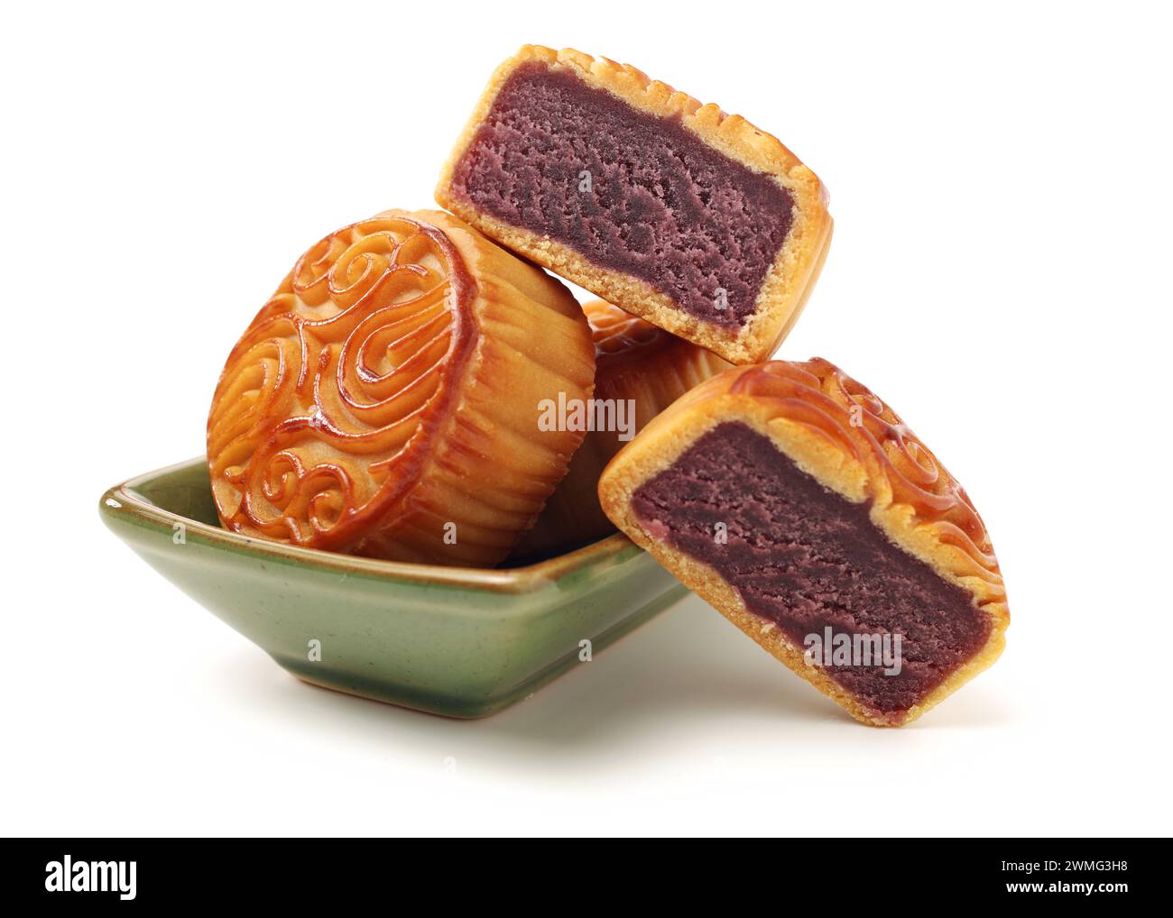 Mid-Autumn Festival moon cake on white background Stock Photo - Alamy