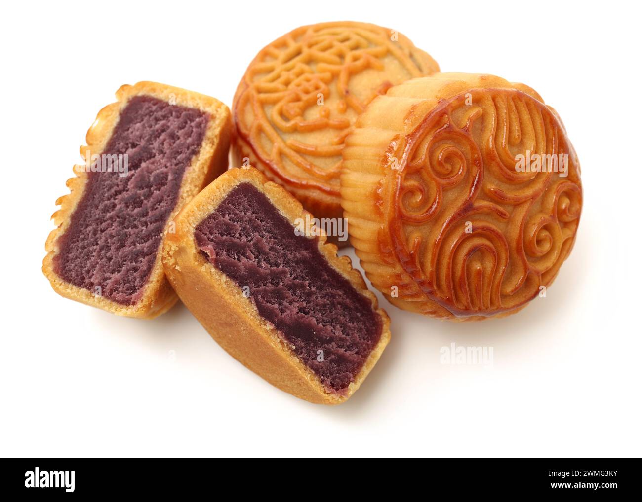 Mid-Autumn Festival moon cake on white background Stock Photo - Alamy