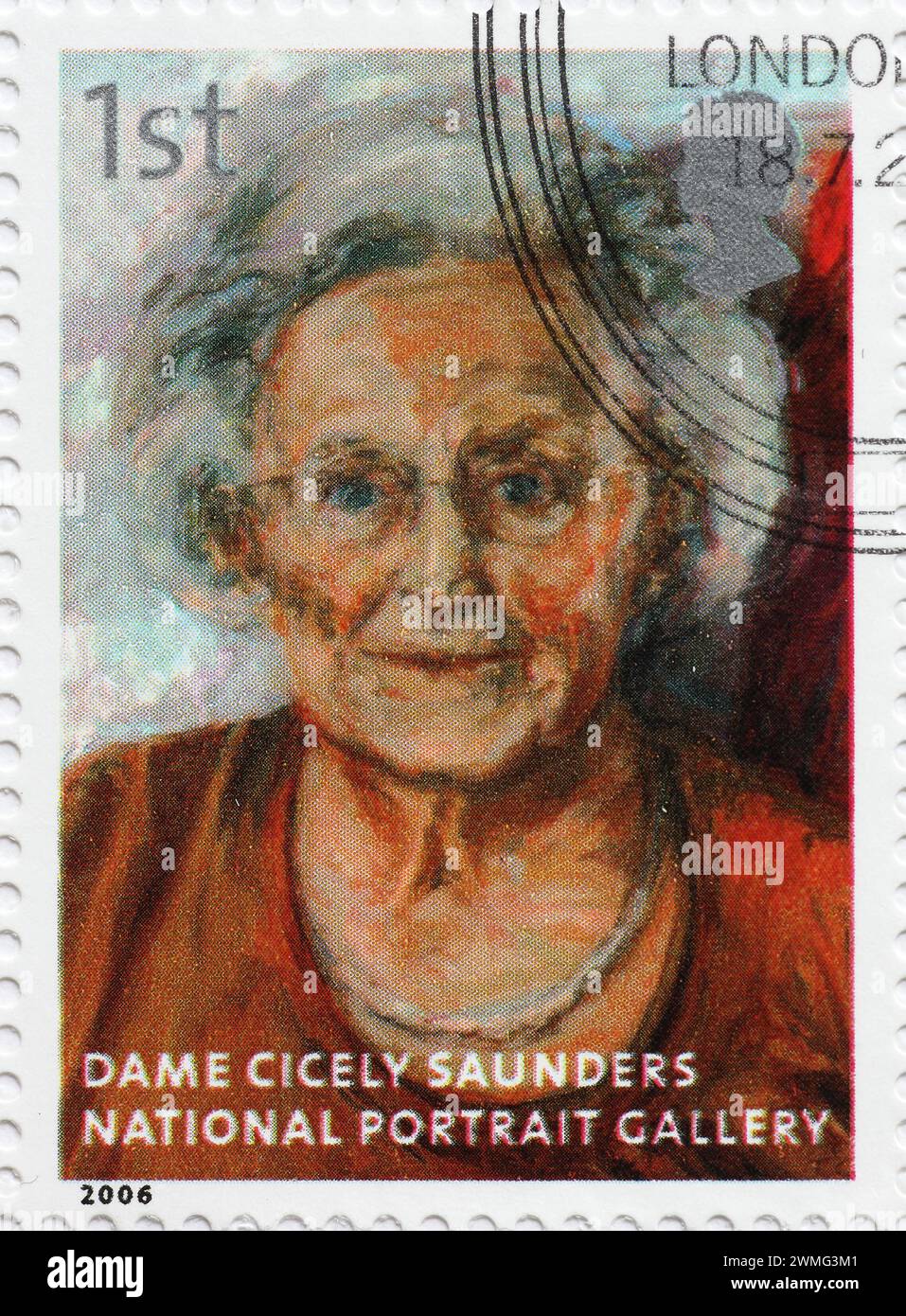 Dame Cicely Saunders from the National Portrait Gallery on postage stamp Stock Photo