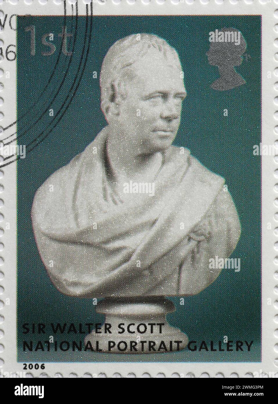 Walter Scott from the National Portrait Gallery on postage stamp Stock Photo