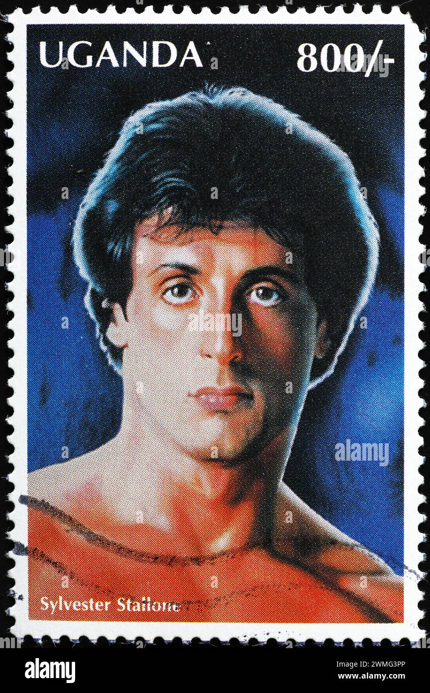 Sylvester Stallone as Rocky on postage stamp Stock Photo