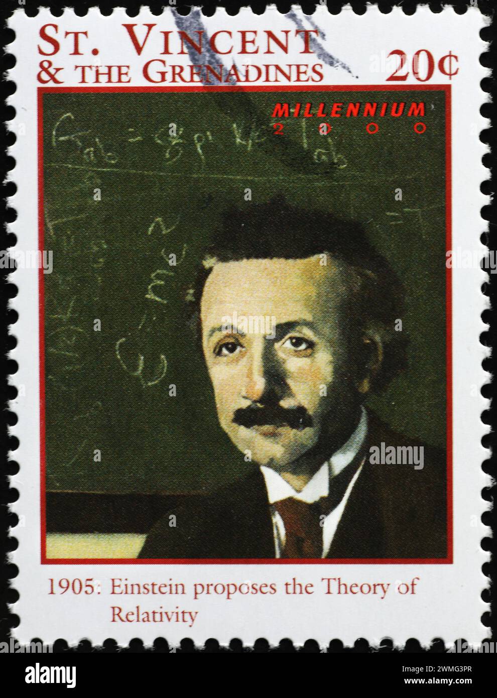 Theory of relativity of 1905 celebrated on stamp Stock Photo