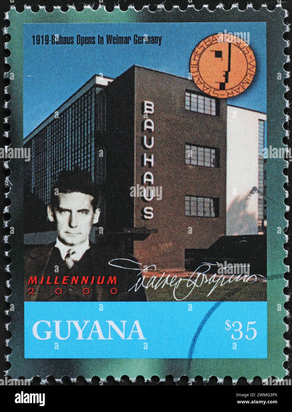 Bauhaus school celebrated on postage stamp Stock Photo