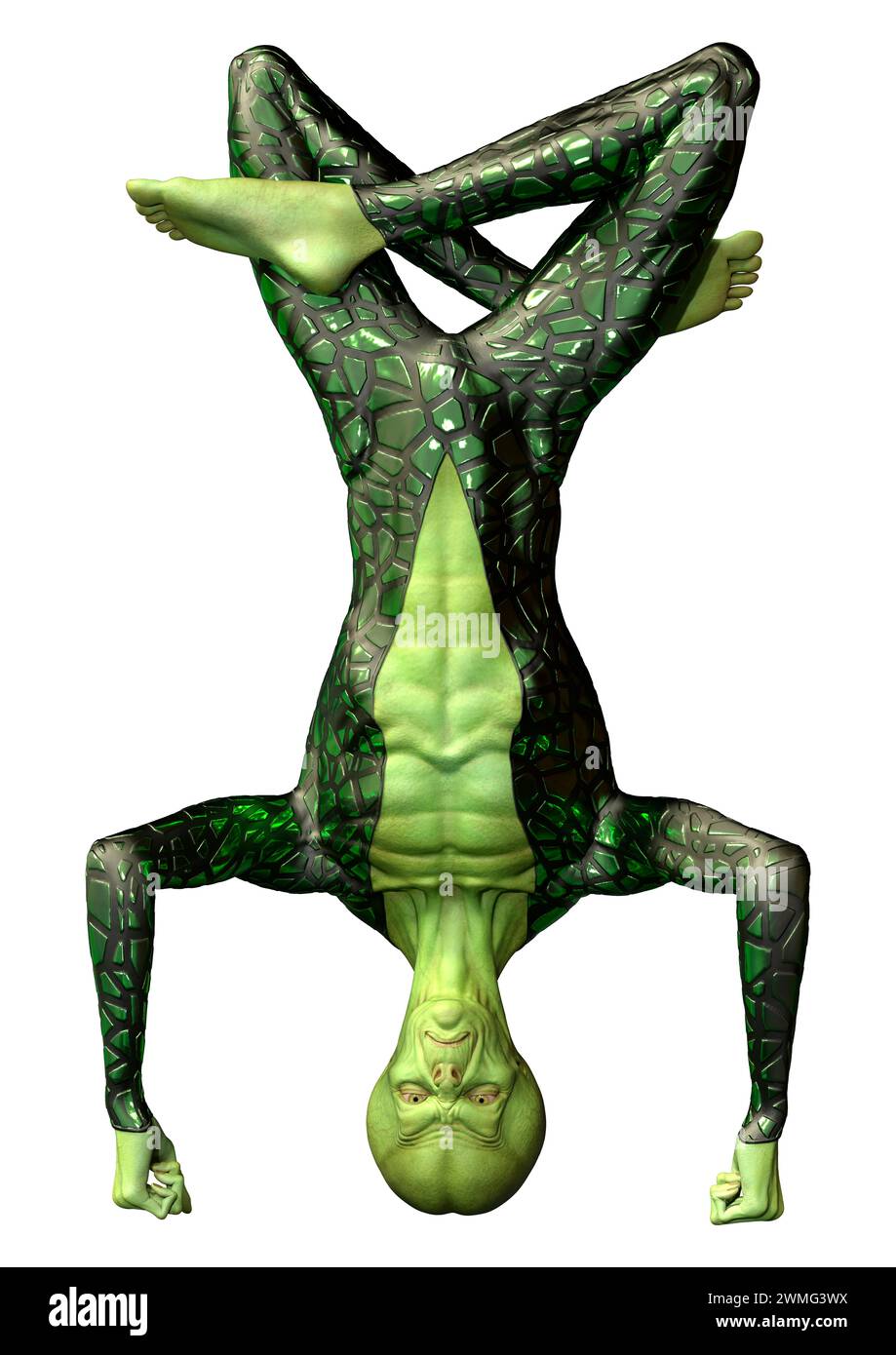 3D rendering of a green alien isolated on white background Stock Photo ...