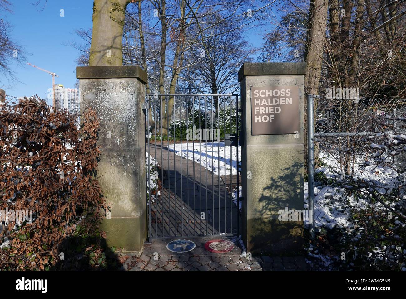 BERN, SWITZERLAND - JANUARY 20 2024:  Paul Klee's cemetery entrance in Schosshaldenfriedhof Stock Photo