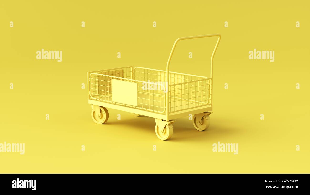Hand Truck on yellow background. Summertime.  3D render illustration. Stock Photo