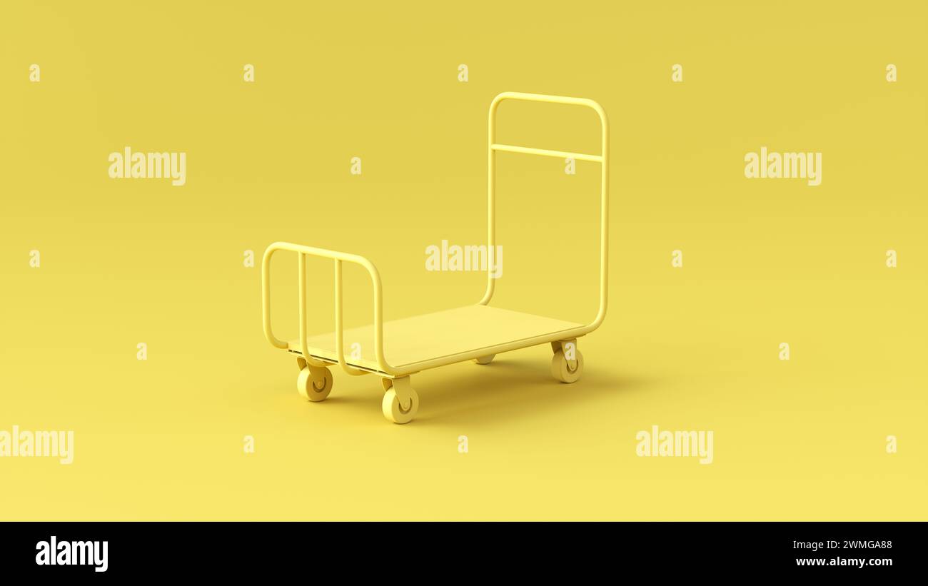 Open Hand Cart on yellow background. Summertime.  3D render illustration. Stock Photo