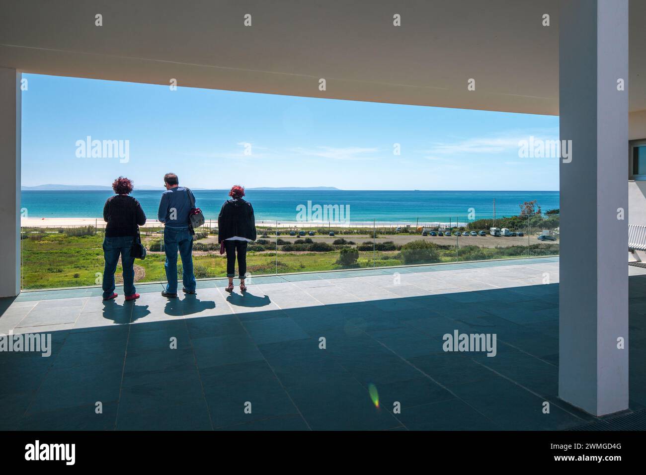 Visitor center of the Roman archaeological site of Baelo Claudia (Bolonia, province of Cadiz, Spain). The complex was designed by architect Guillermo Stock Photo