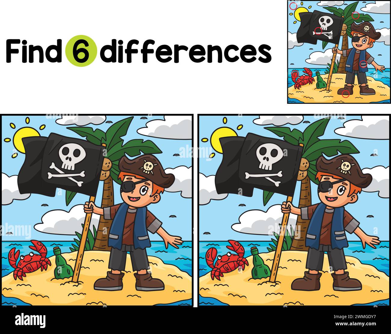 Pirate and Skull Flag Find The Differences Stock Vector Image & Art - Alamy
