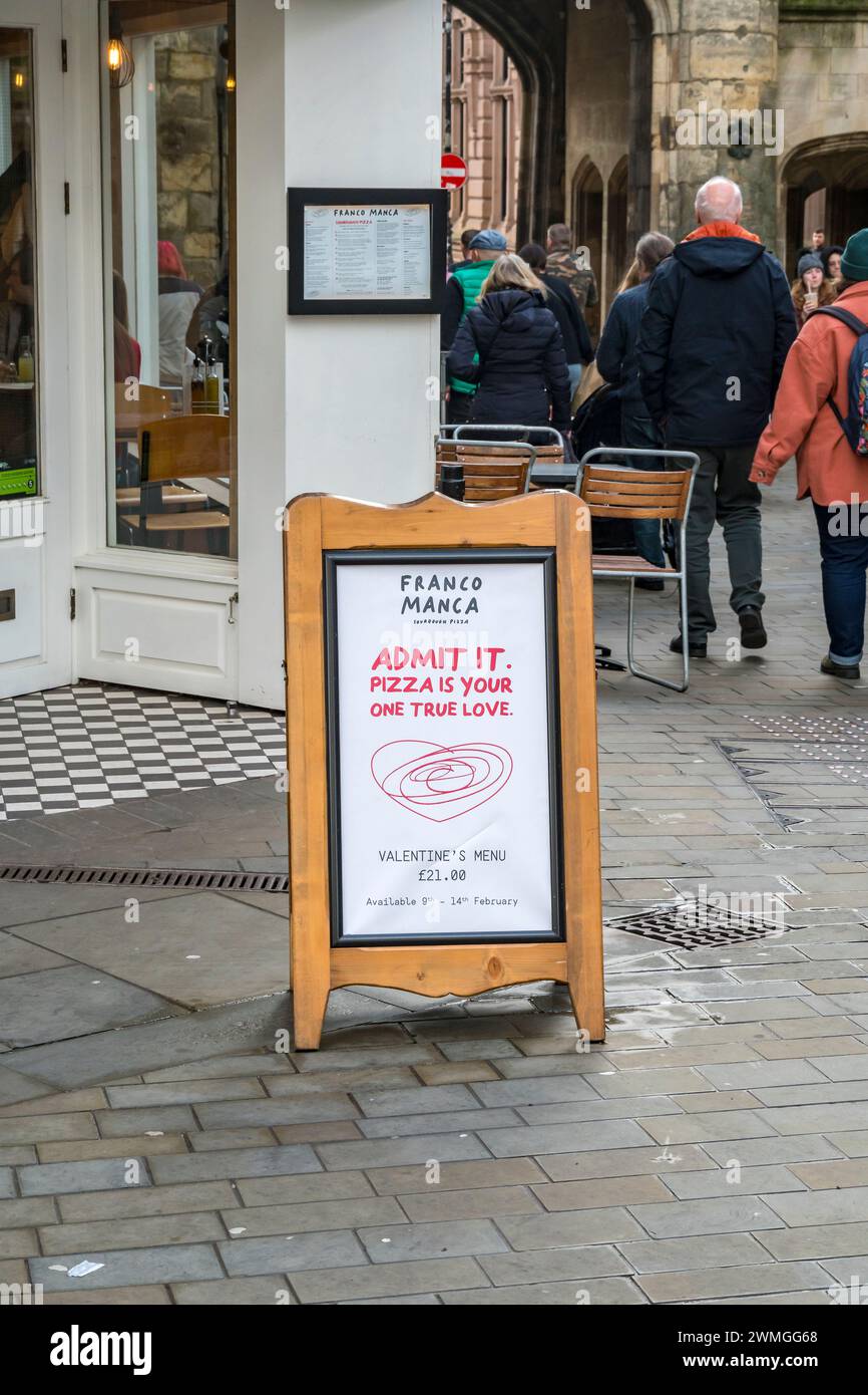 Franco Manca pizza restaurant advertising Valentine's Menu, Silver