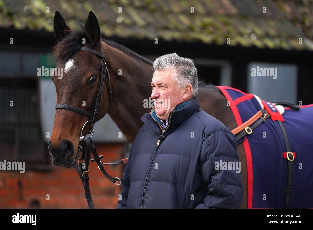 Trainer Paul Nicholls with horse Stage Star during a visit to Paul
