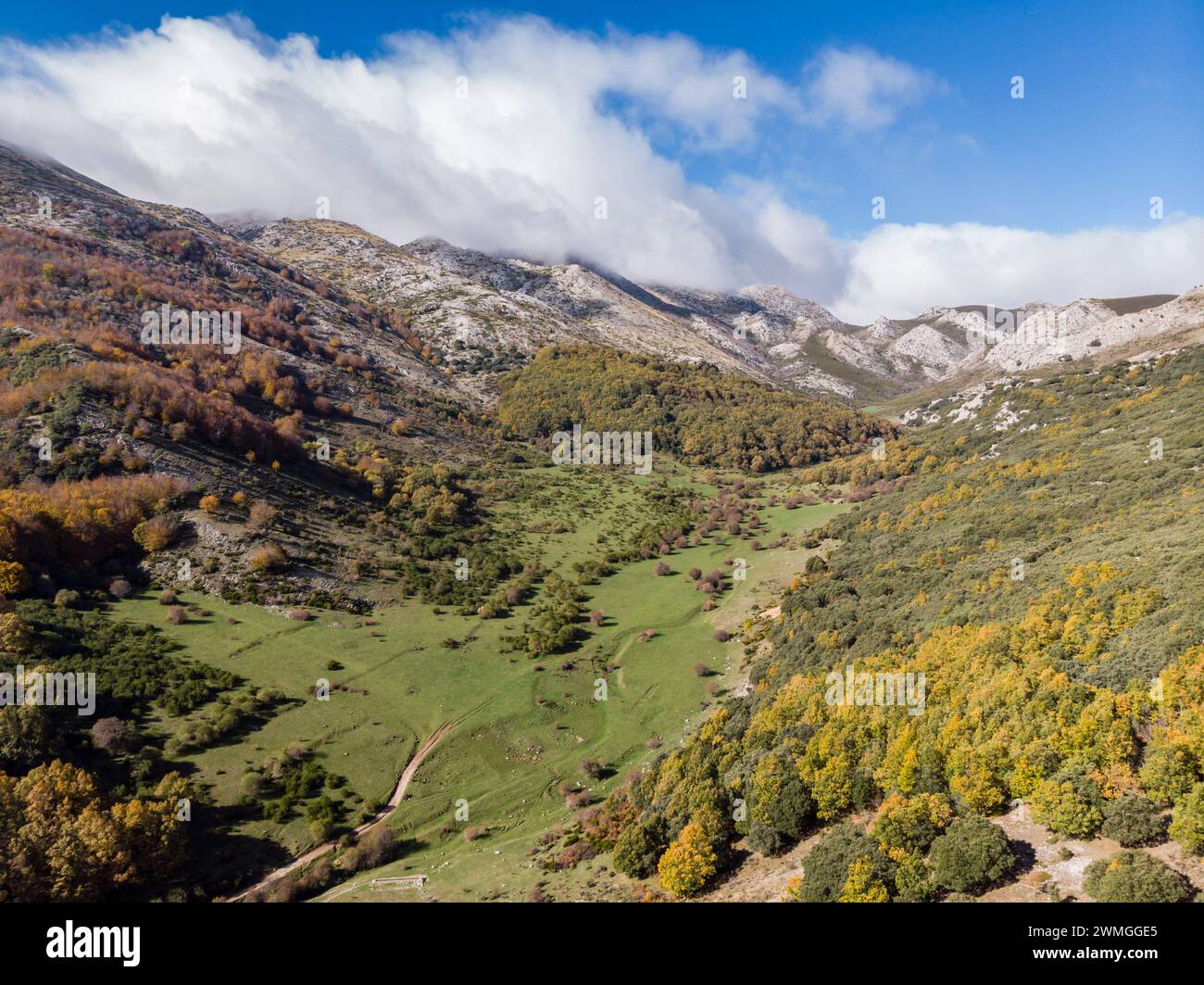 Tosande valley. Fuentes Carrionas Natural Park, Fuente Cobre- Palentina Mountain. Palencia,  Spain Stock Photo