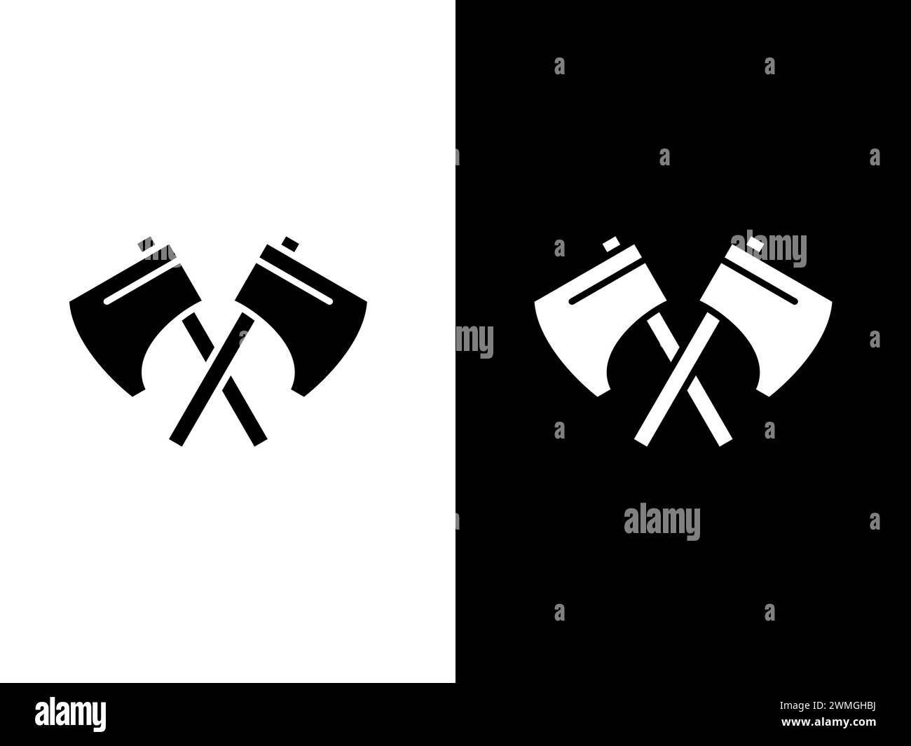 Art illustration design concpet icon black white logo isolated symbol of axe Stock Vector