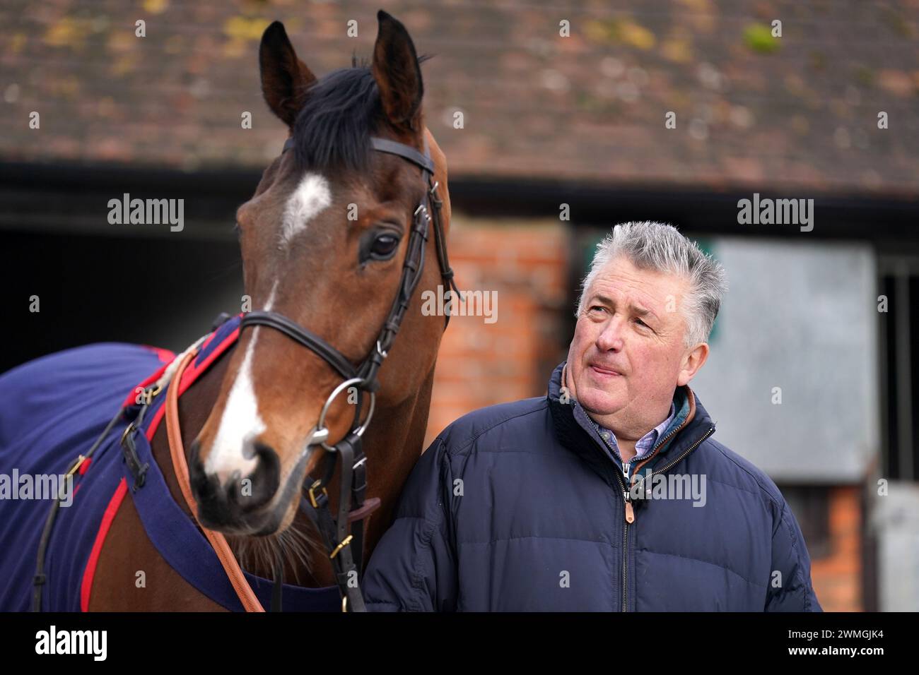 Trainer Paul Nicholls (right) with horse Stay Away Fay during a visit