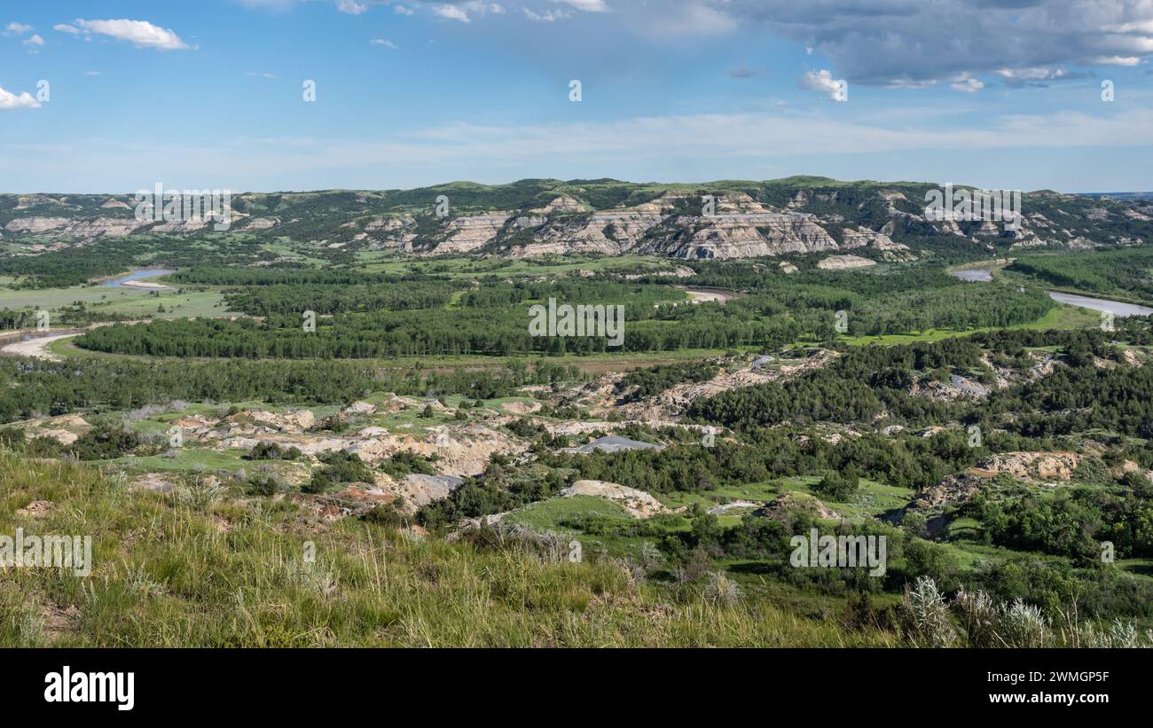 Oxbow Overlook, North Unit, Theodore Roosevelt National Park, North Dakota Stock Photo