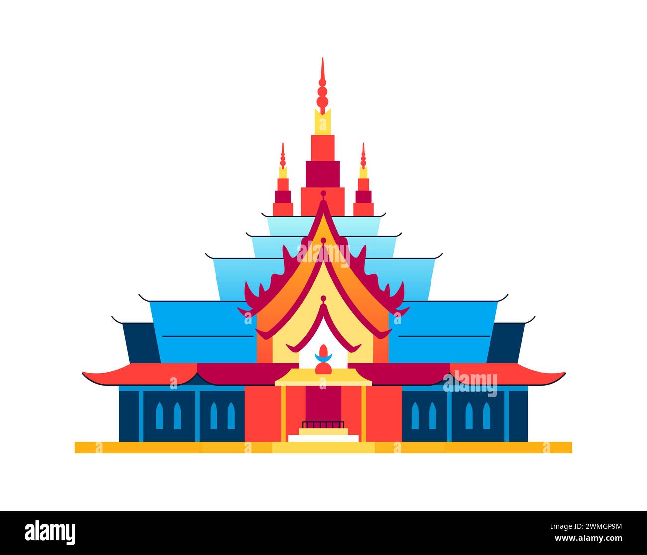 Wat Phra Kaew - modern flat design style single isolated image Stock Vector