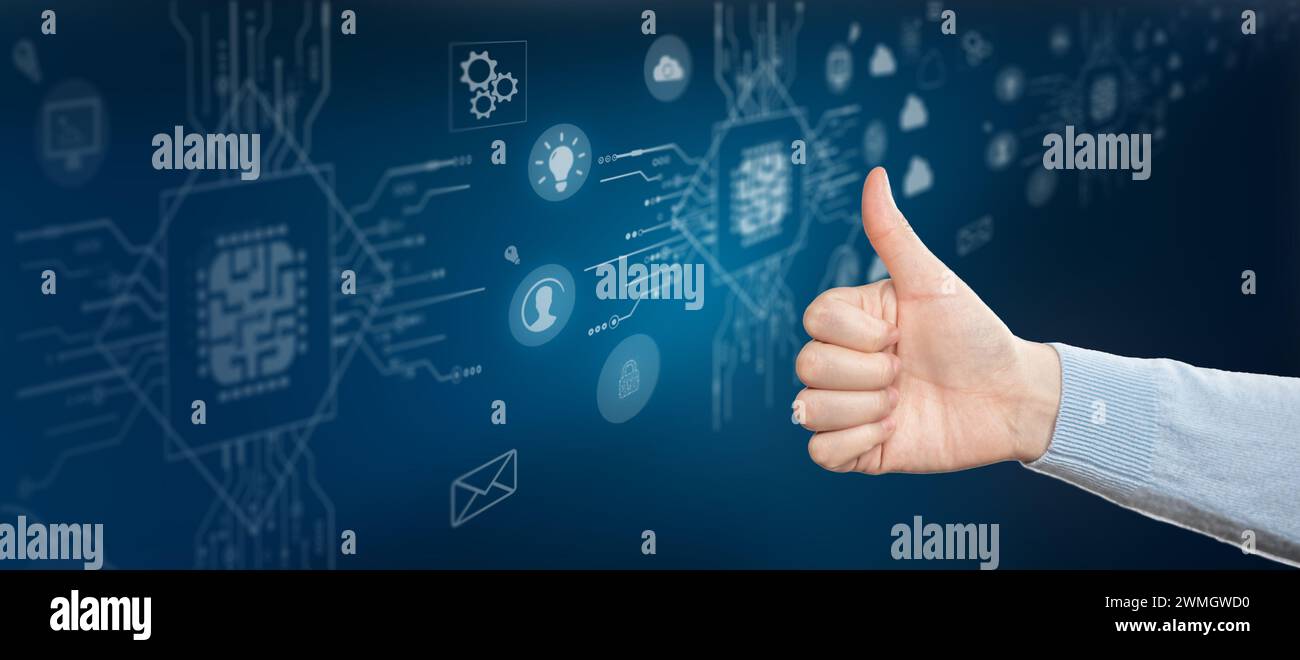 Using virtual network. Business digital technology. Cyber security Stock Photo