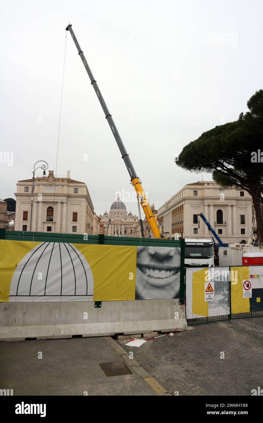 Rome Italy. 26 February 2024. Jubilee 2025, the construction site in Piazza Pia and in the