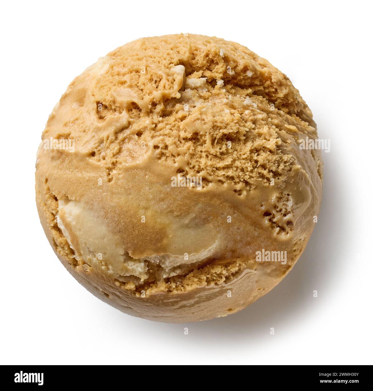scoop of salted caramel ice cream isolated on white background, top ...