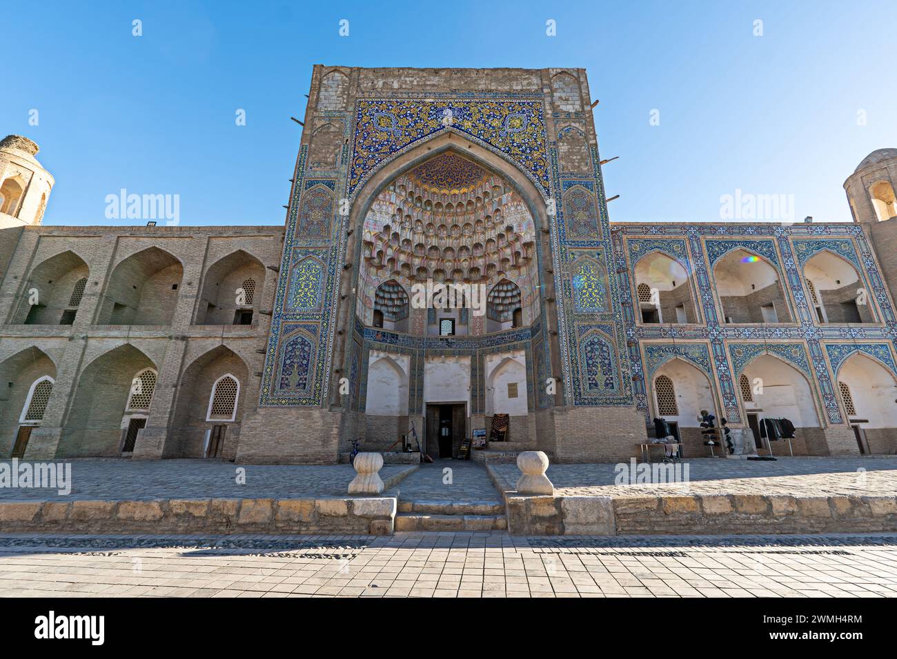 main entrance of Abdullaziz Khan Madrasah in Bukhara, Uzbekistan. Old ...