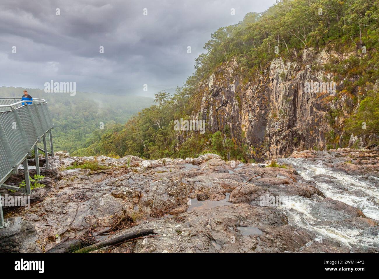 The top of Minyon Falls in Nightcap National Park near Alstonville, NSW, Australia. The park is home to a World Heritage-listed rain forest. Stock Photo