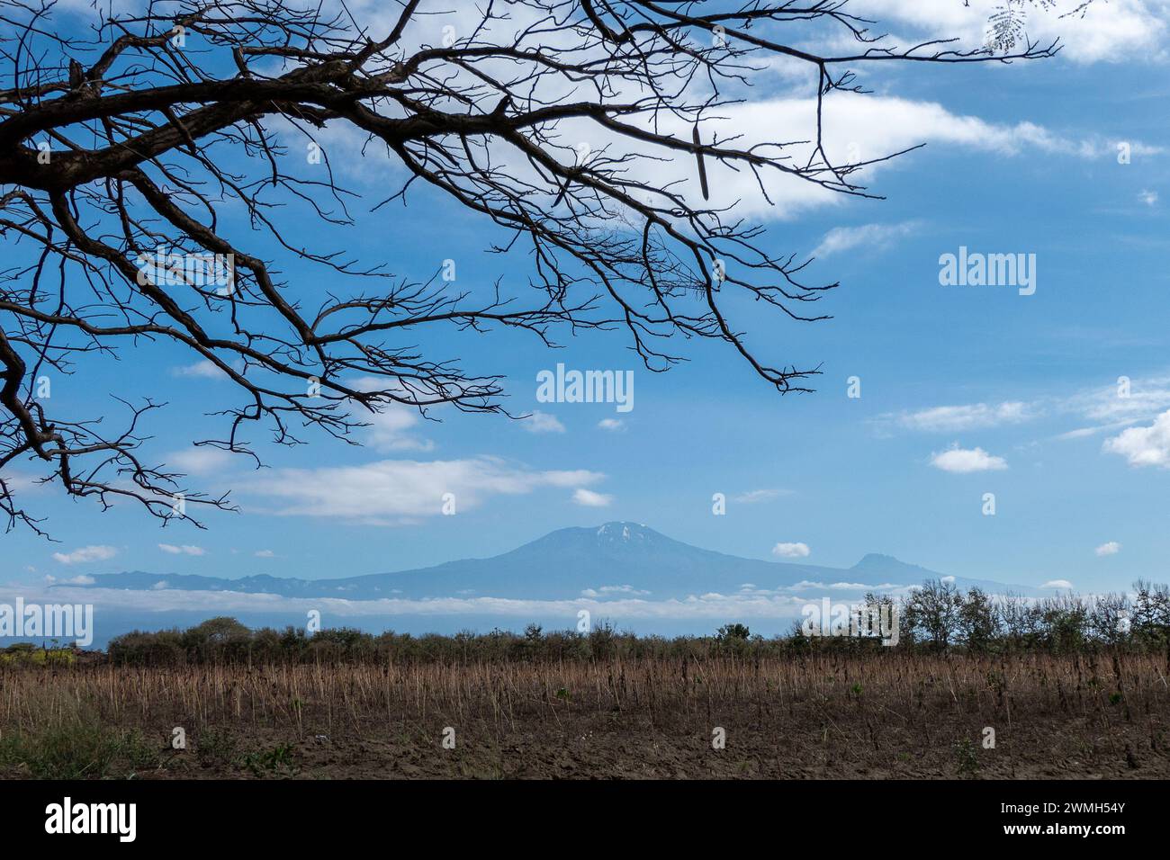 Kilimanjaro, Tanzania, October 23, 2023. View of Kilimanjaro from the road to the airport Stock Photo