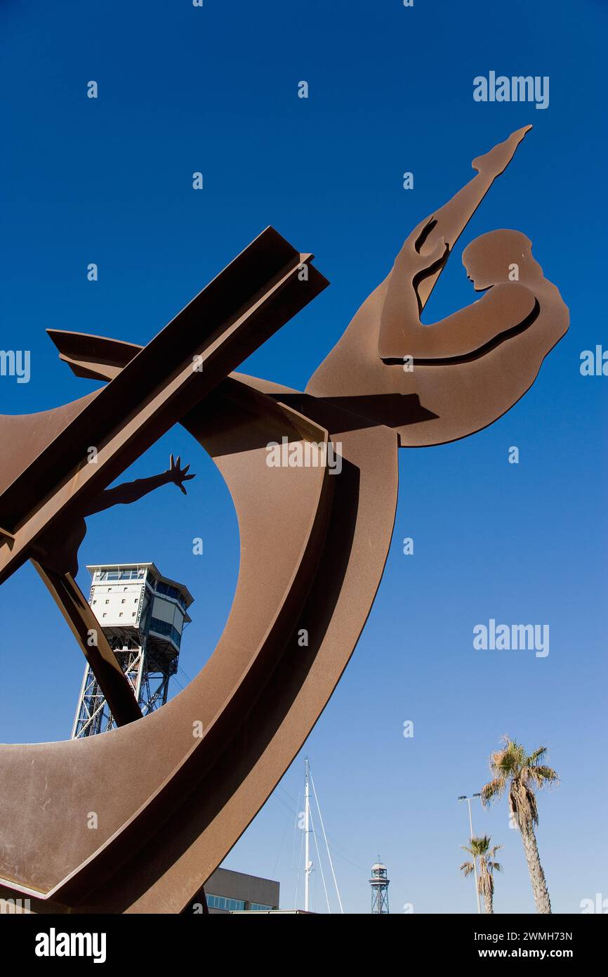 A creative metal sculpture adorns a pier Stock Photo