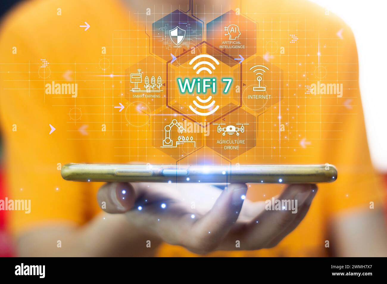 concept technology wifi 7 connect to the internet world with new ...