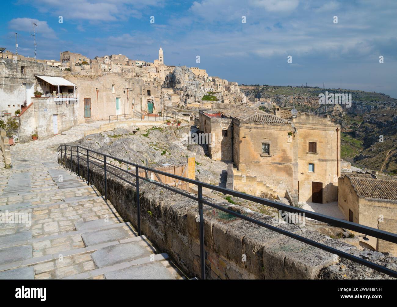 Matera - The cityscape with and the walley. Stock Photo