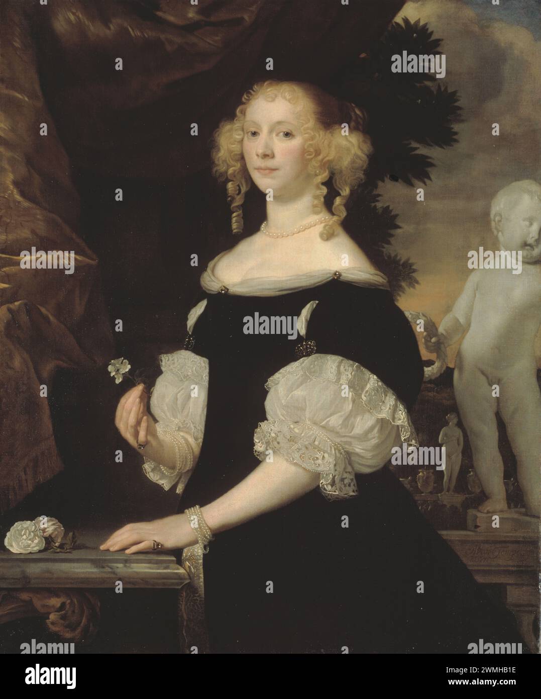 Portrait of a woman Abraham Lambertz van den Tempel  1670 Stock Photo