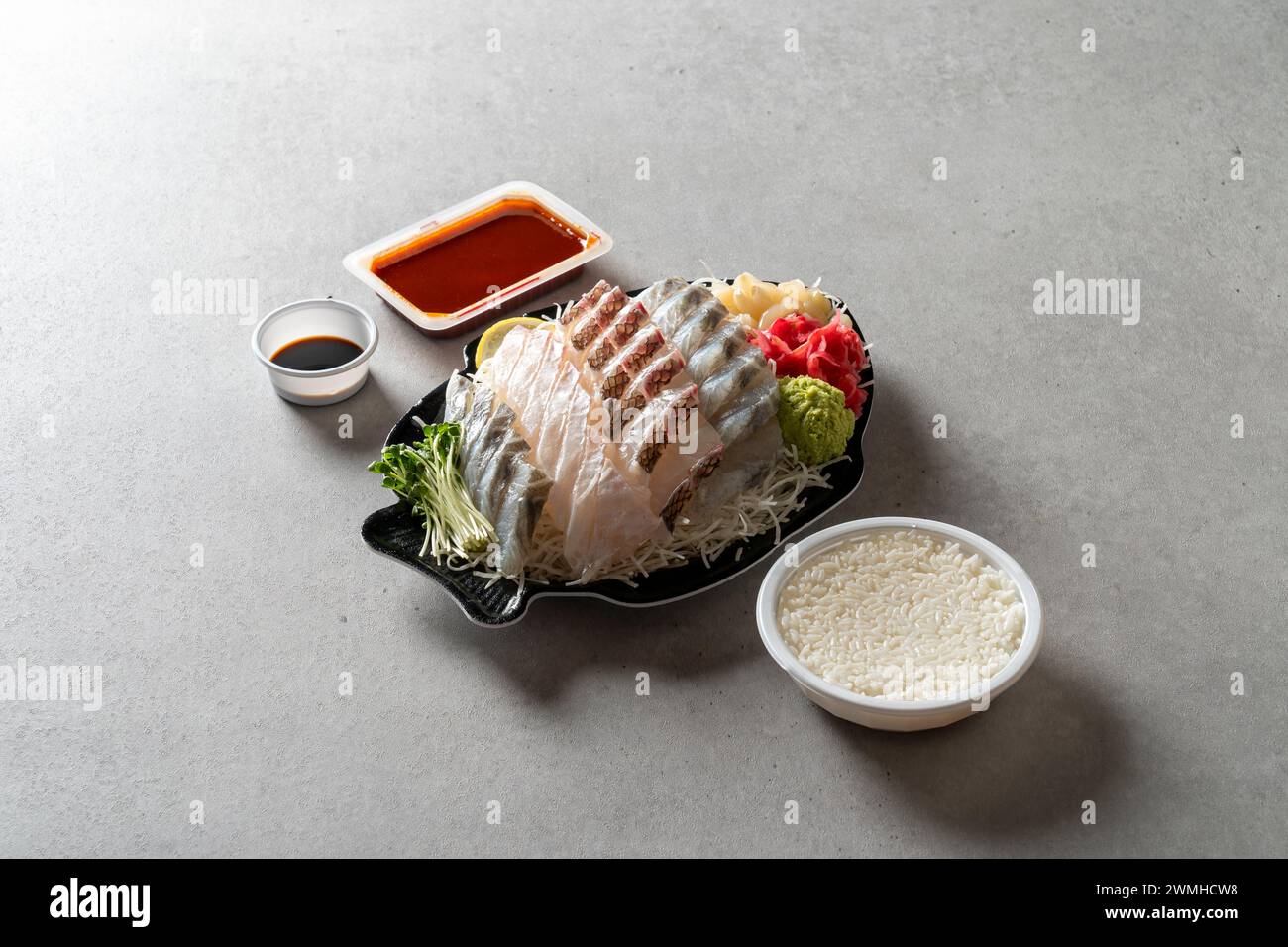 Sashimi, horse, mackerel, flatfish, salmon, sashimi, seasonal, sashimi Stock Photo