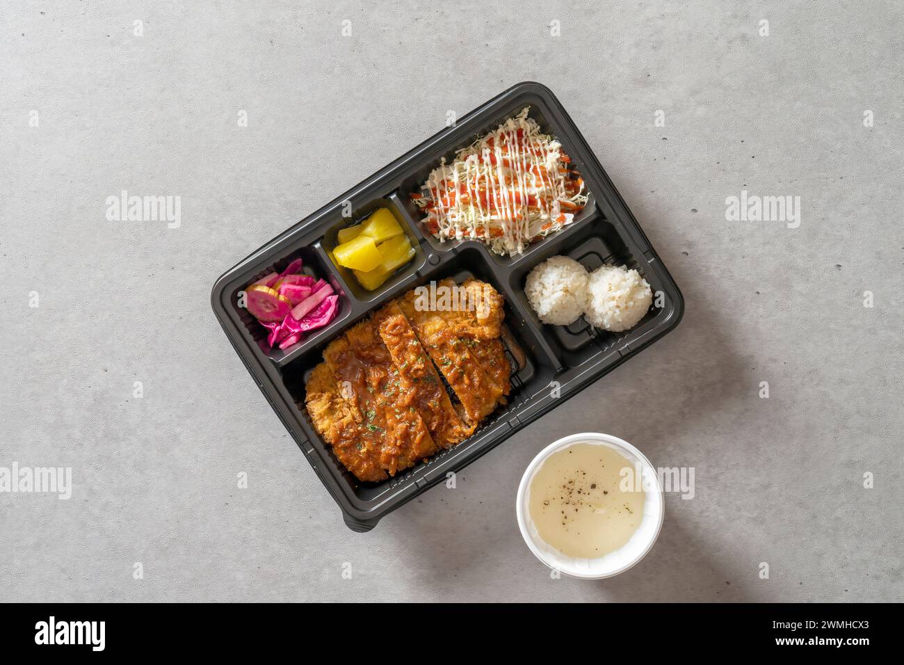 Korean food dish Omurice Lunch box kimchi fried rice Sori Garlic Bacon