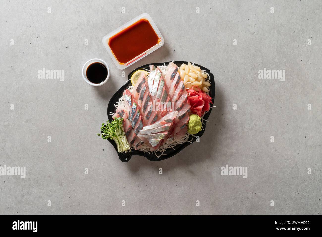 Sashimi, horse, mackerel, flatfish, salmon, sashimi, seasonal, sashimi Stock Photo