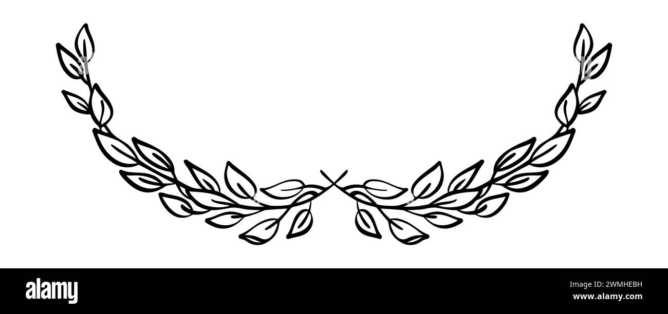 Black hand drawn laurel wreath frame triumph. depicting an award ...