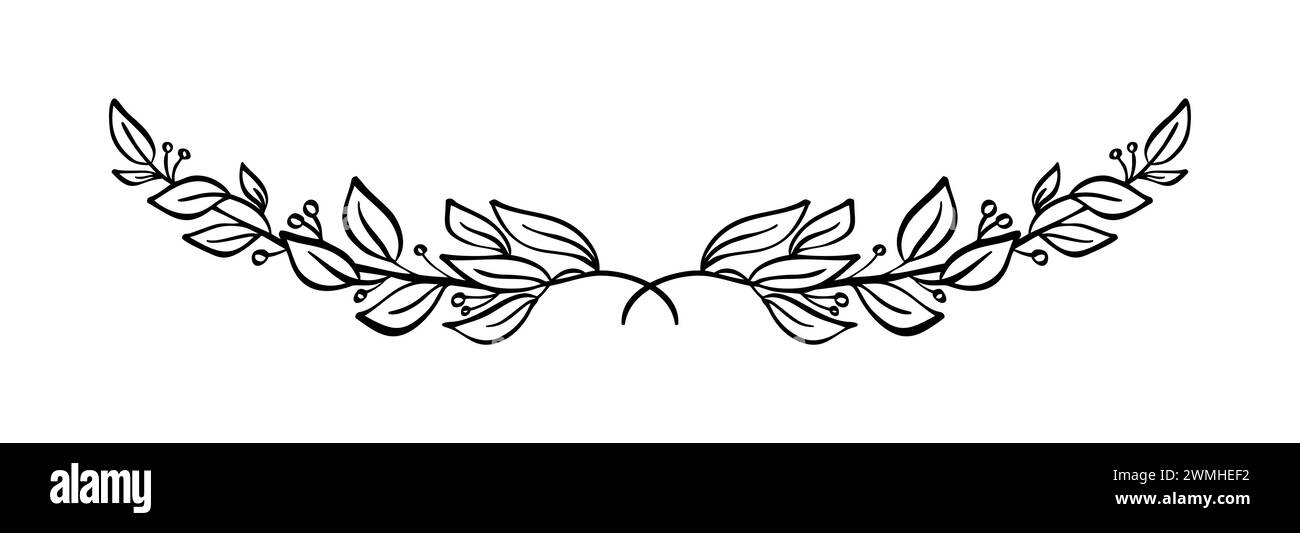 Black hand drawn laurel divider illustration for certificate. depicting ...