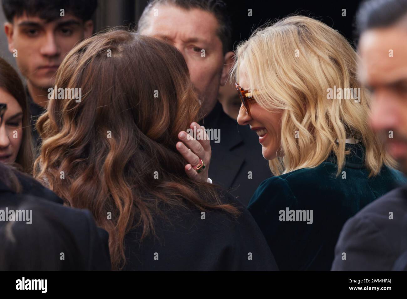 Cate Blanchett arrives at the Armani fashion show during the