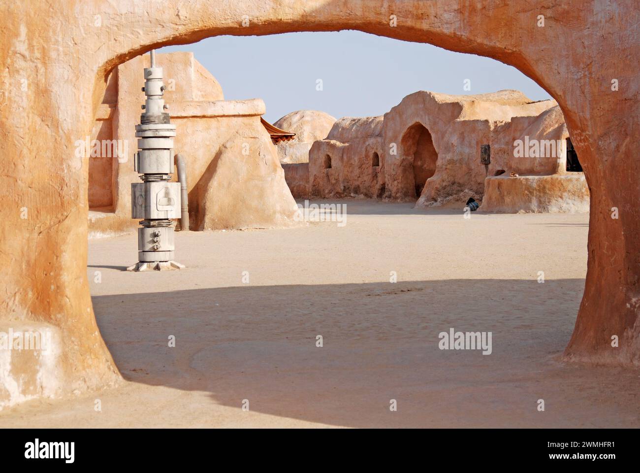 The remains of the Mos Espa Star Wars film set in the Sahara Desert near Tamerza or Tamaghza, Chebika, Tozeur Governorate, Tunisia Stock Photo