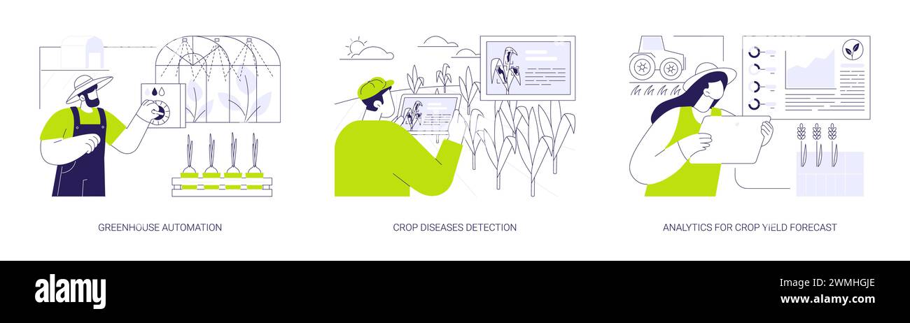 Smart farming technologies abstract concept vector illustrations Stock ...
