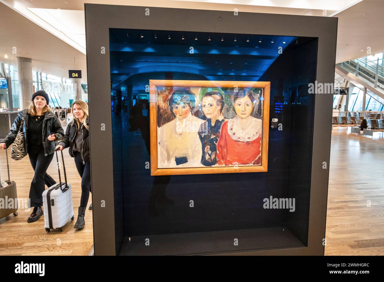 An Edvard Munch painting on display in the terminal at Oslo Gardemoen Airport, Norway Stock Photo