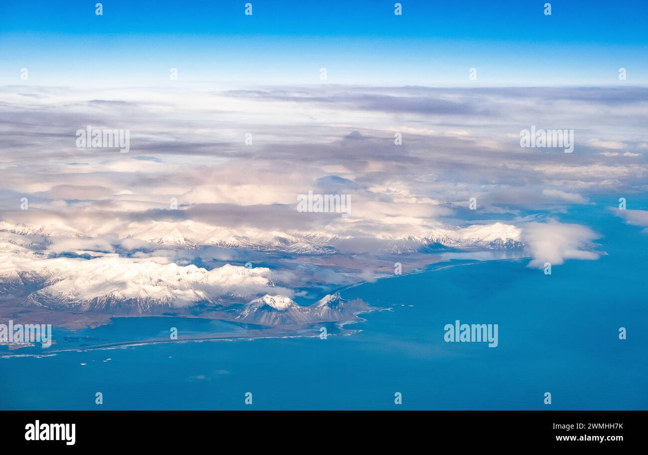 Aerial view of the southeastern coast of Iceland near Höfn Stock Photo