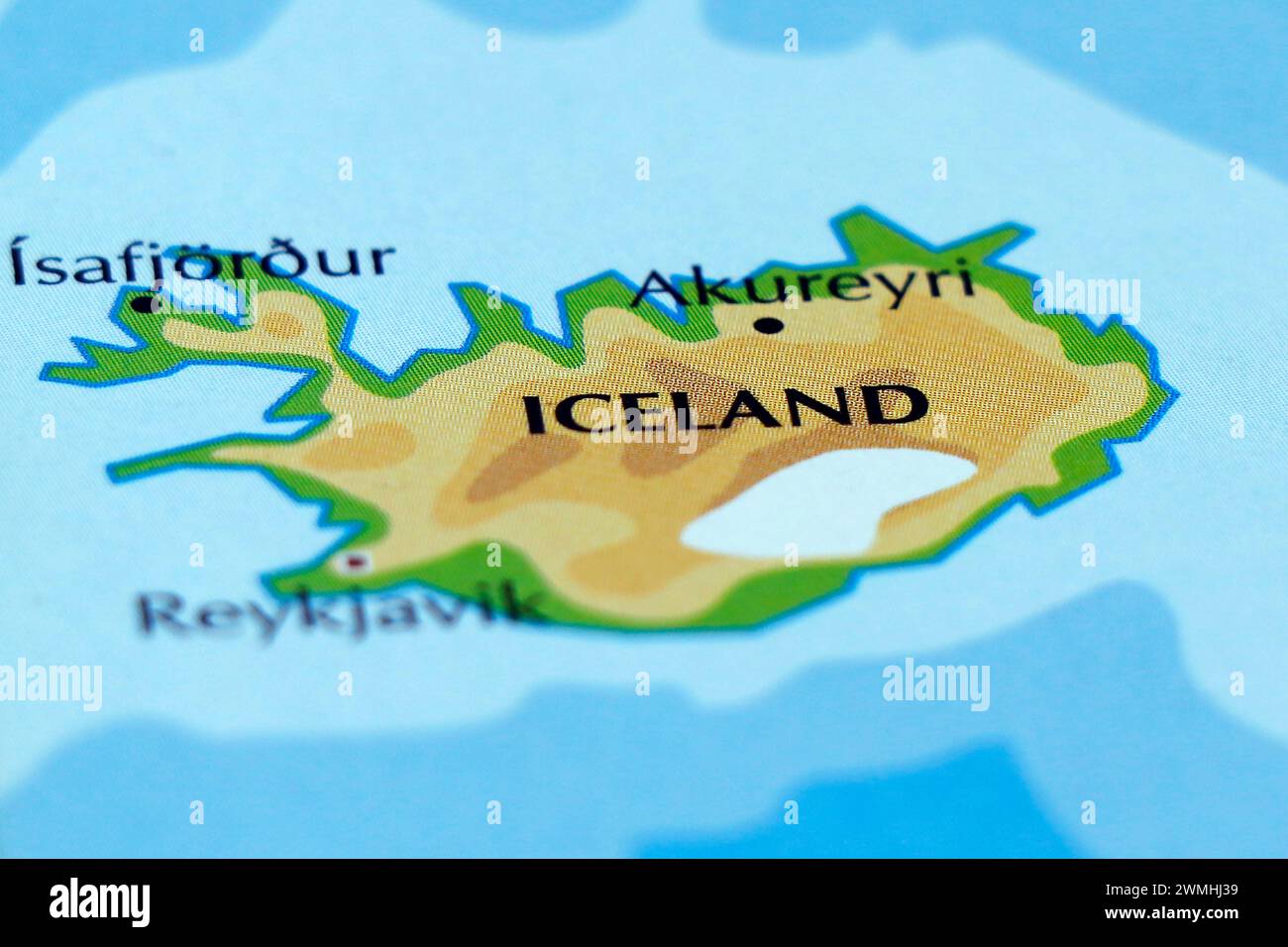 world map of europe, iceland in close up Stock Photo